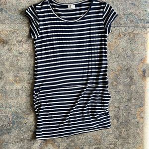 Navy and white t shirt dress with kangaroo pockets